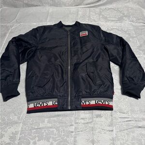 Levi's Kids Black Bomber Jacket with Red and White Accents